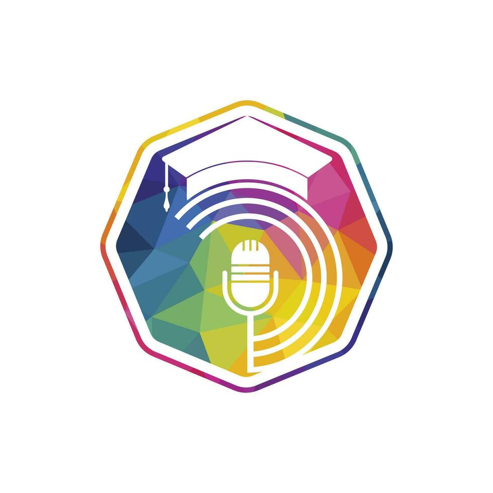 Graduate podcast logo icon symbol design. Education podcast logo concept. vector