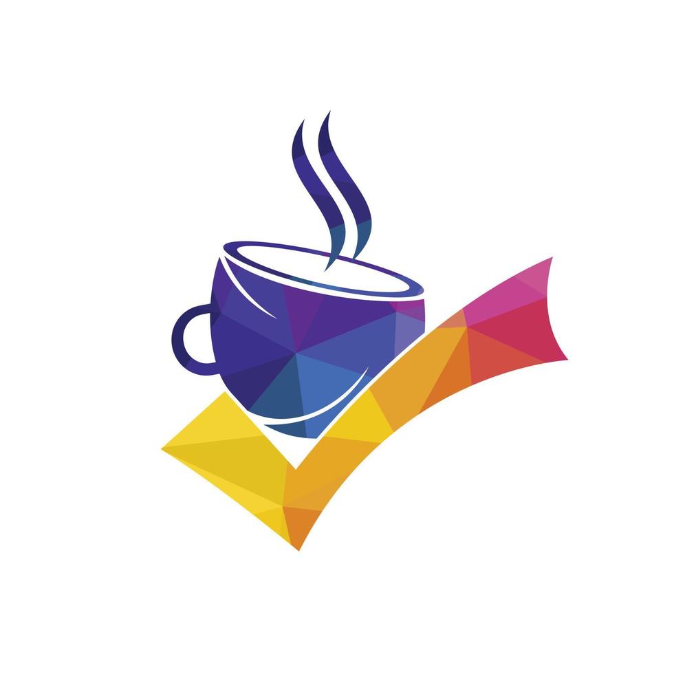 Coffee Check vector logo design. Coffee cup with a check mark.