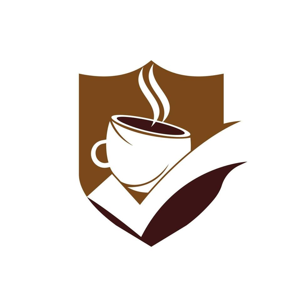 diseño de logotipo vectorial de cheque de café. taza de café con una marca de verificación. vector