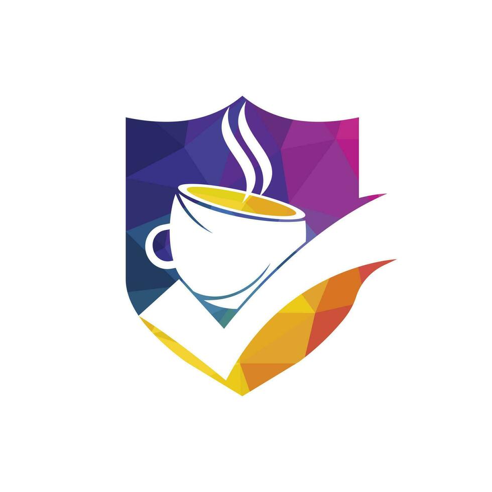 Coffee Check vector logo design. Coffee cup with a check mark.