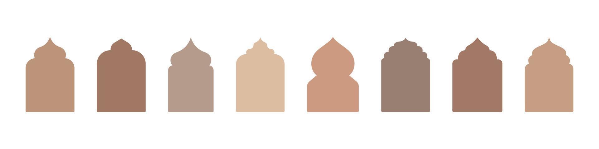 Islamic vector shape of a window or door arch. Arab frame set. Ramadan kareem silhouette icon