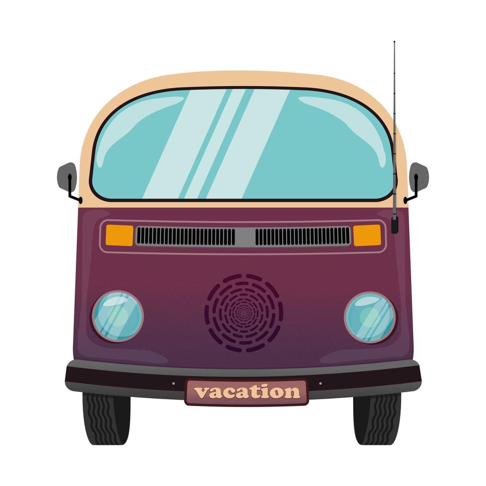 travel car in vintage flat style vector