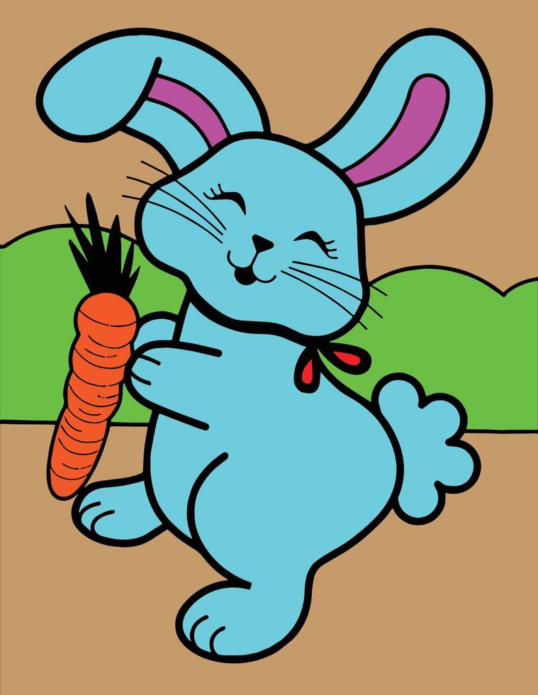 Rabbit with carrot Cute rabbit ready to eat carrot and that is happy rabbit vector
