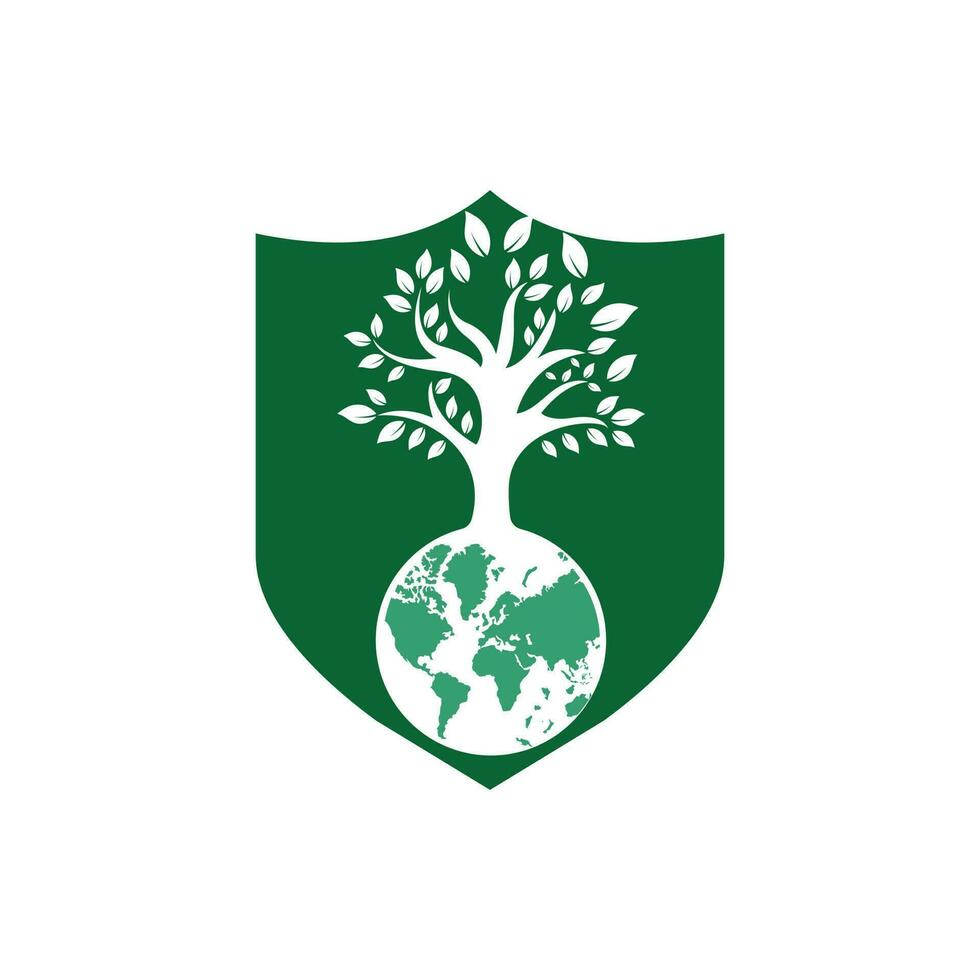 Globe tree vector logo design template. Planet and eco symbol or icon.