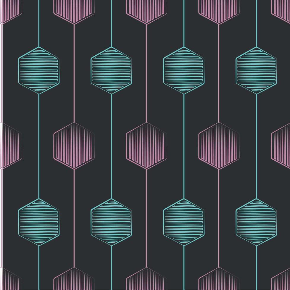 seamless abstract pattern with stylized honeycombs on a dark background vector
