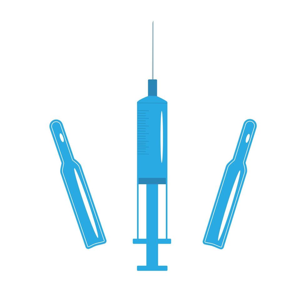Medical syringe set and ampoules vector image on a white background isolated