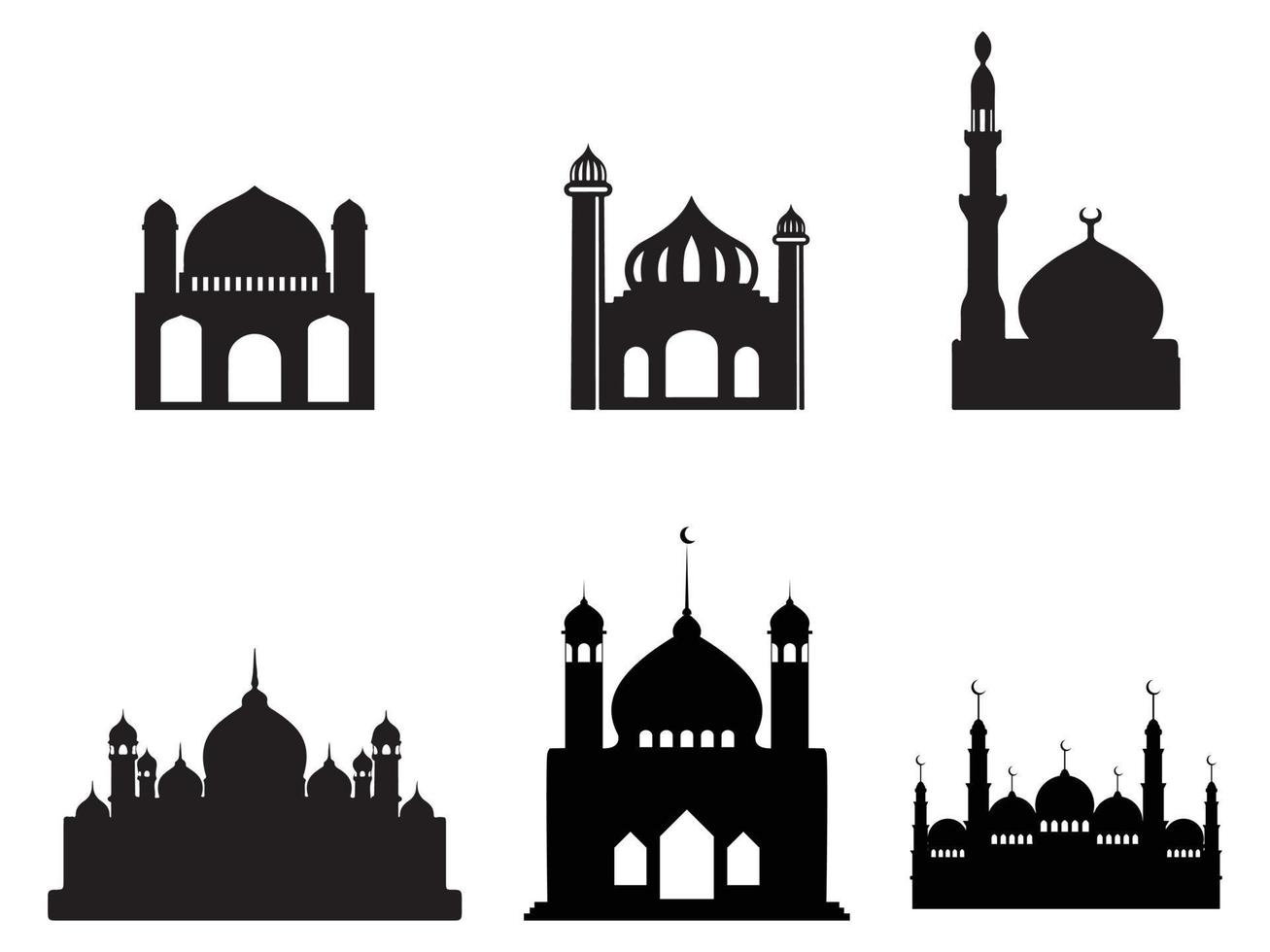 mezquita silueta conjunto vector ramadhan kareem
