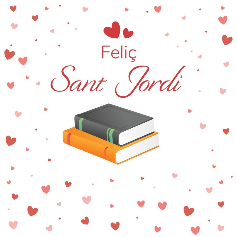 Design for Sant Jordi with books and heart background vector