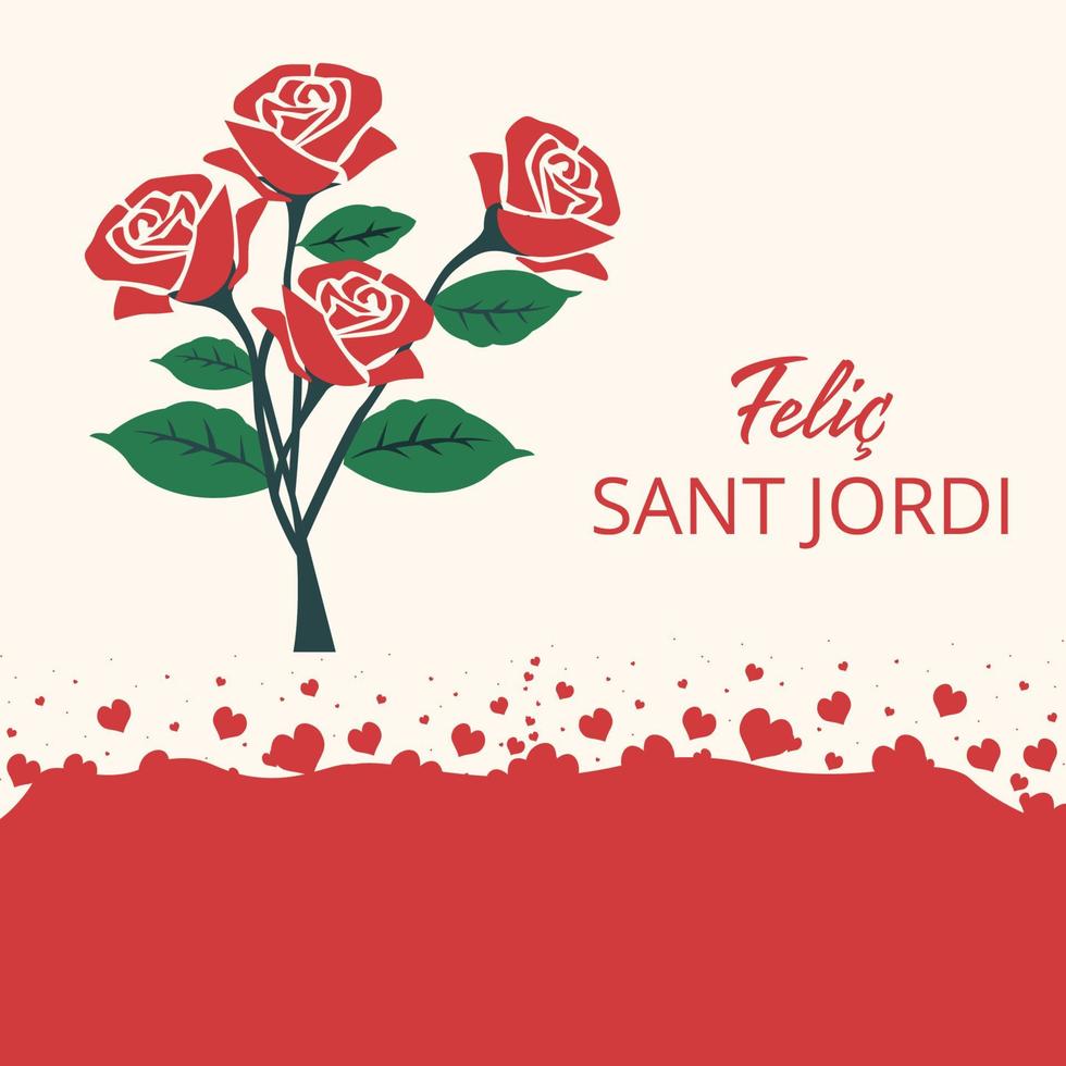 Sant Jordi banner with flowers vector