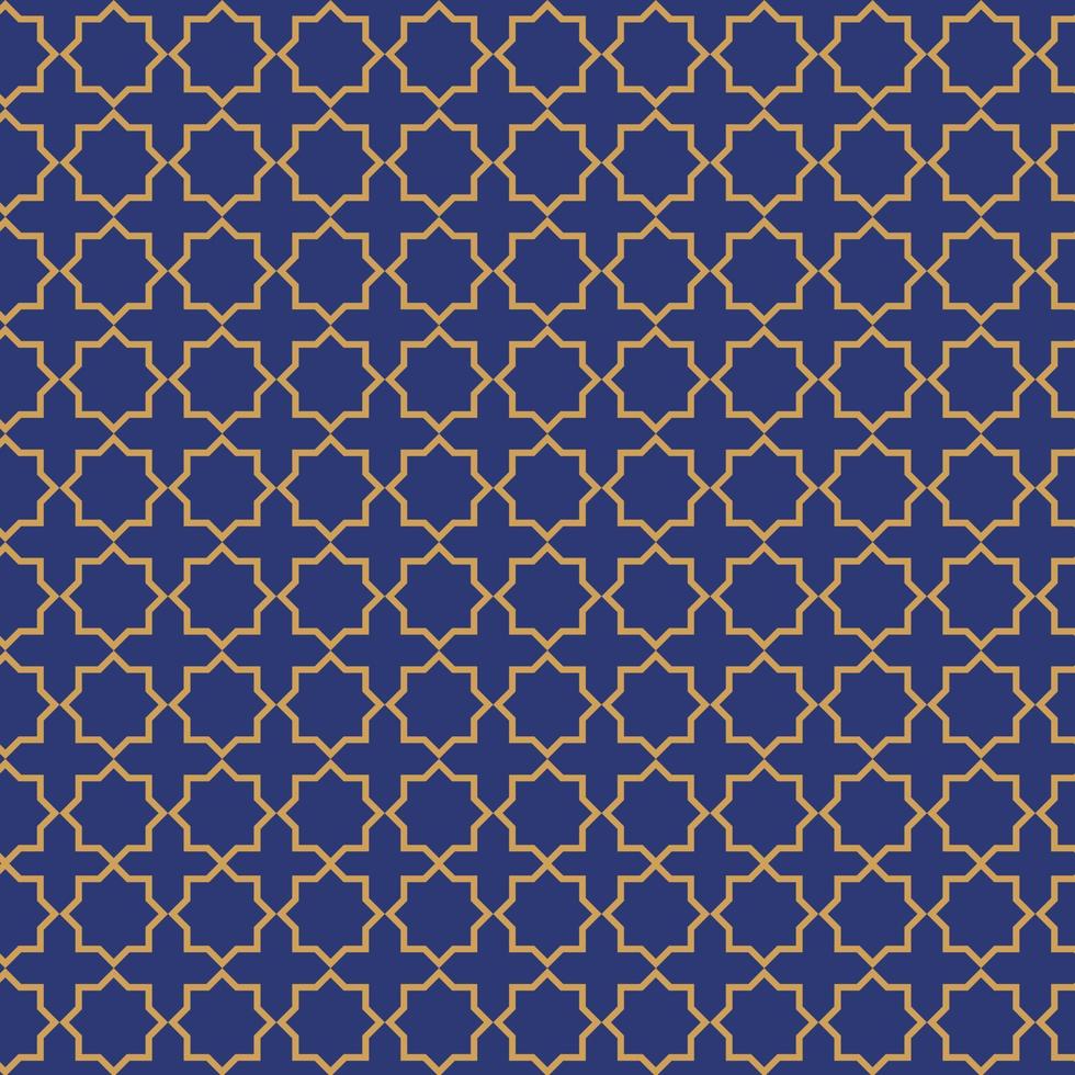 Islamic pattern background template, blue and gold vector