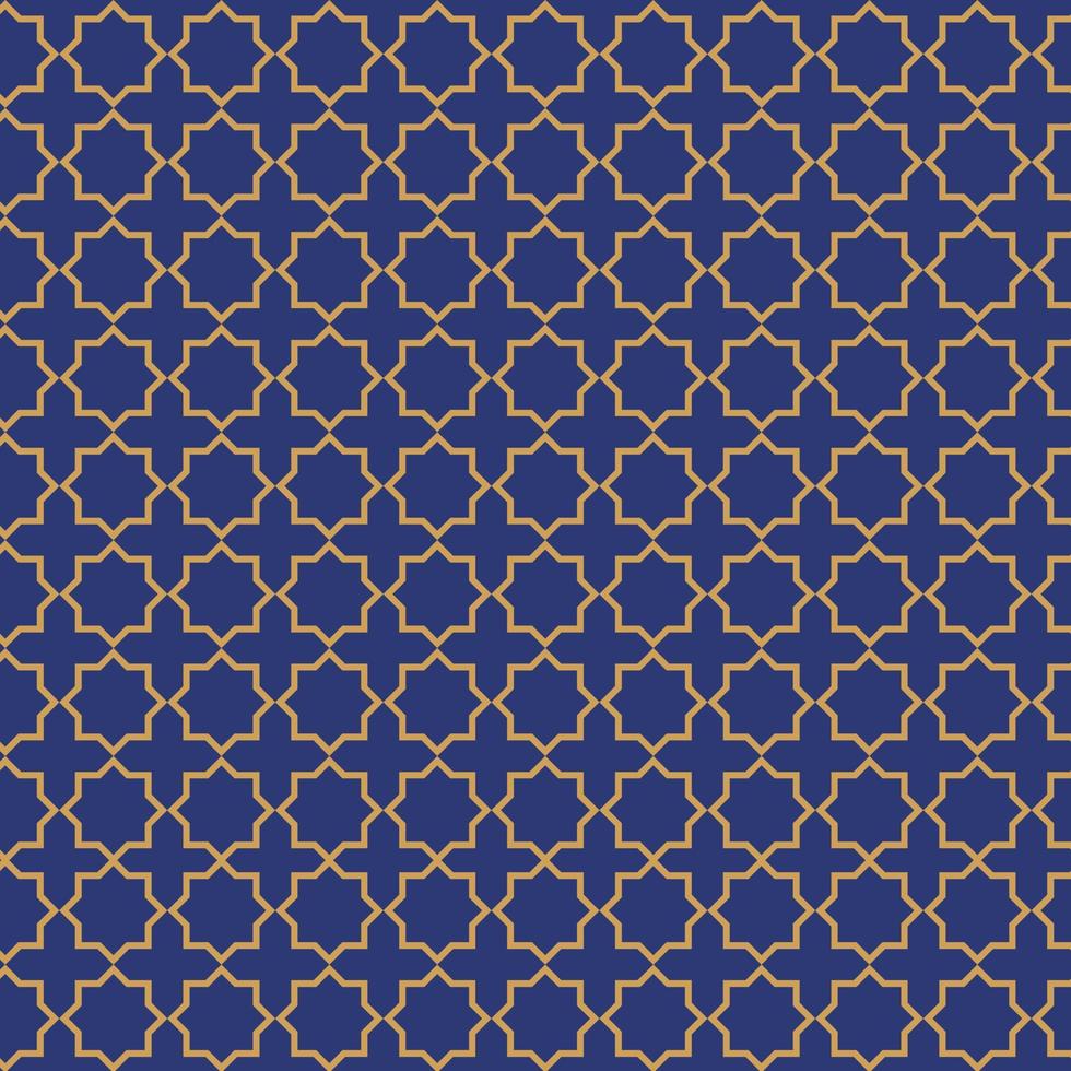 Islamic pattern background template, blue and gold vector