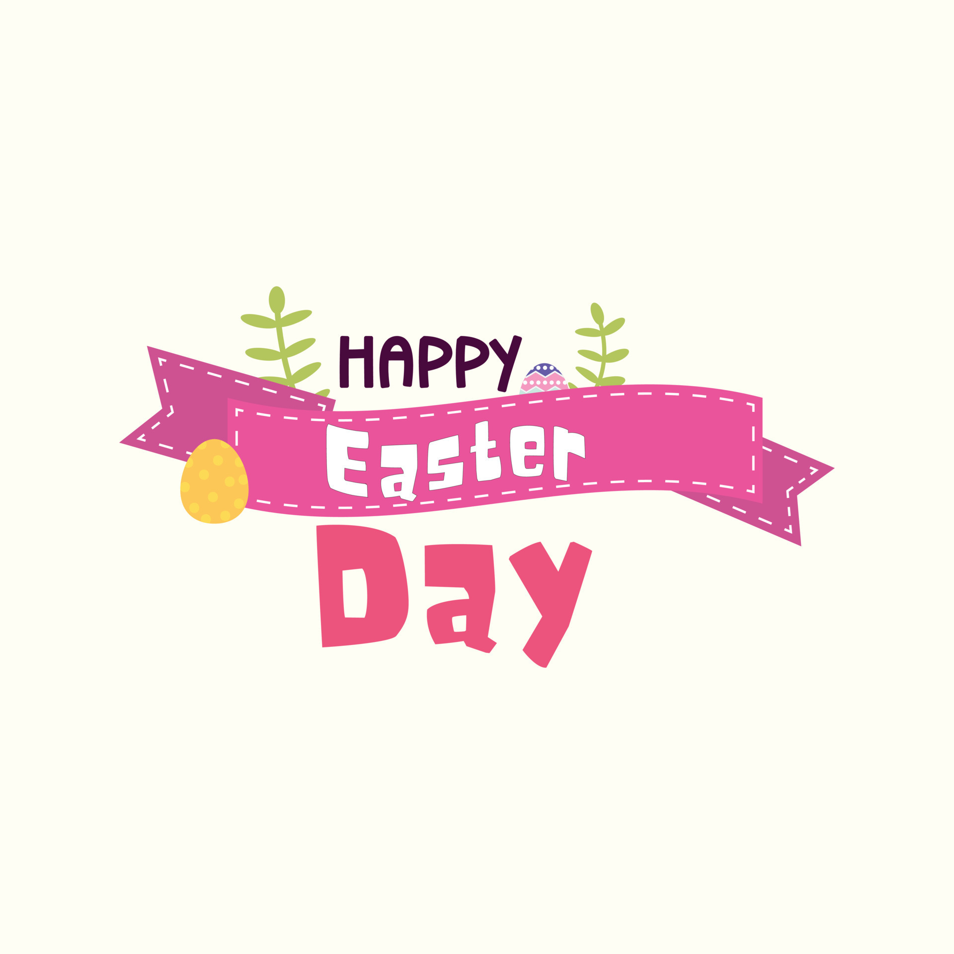 Happy Easter egg flat design with pink ribbon 21583229 Vector Art at