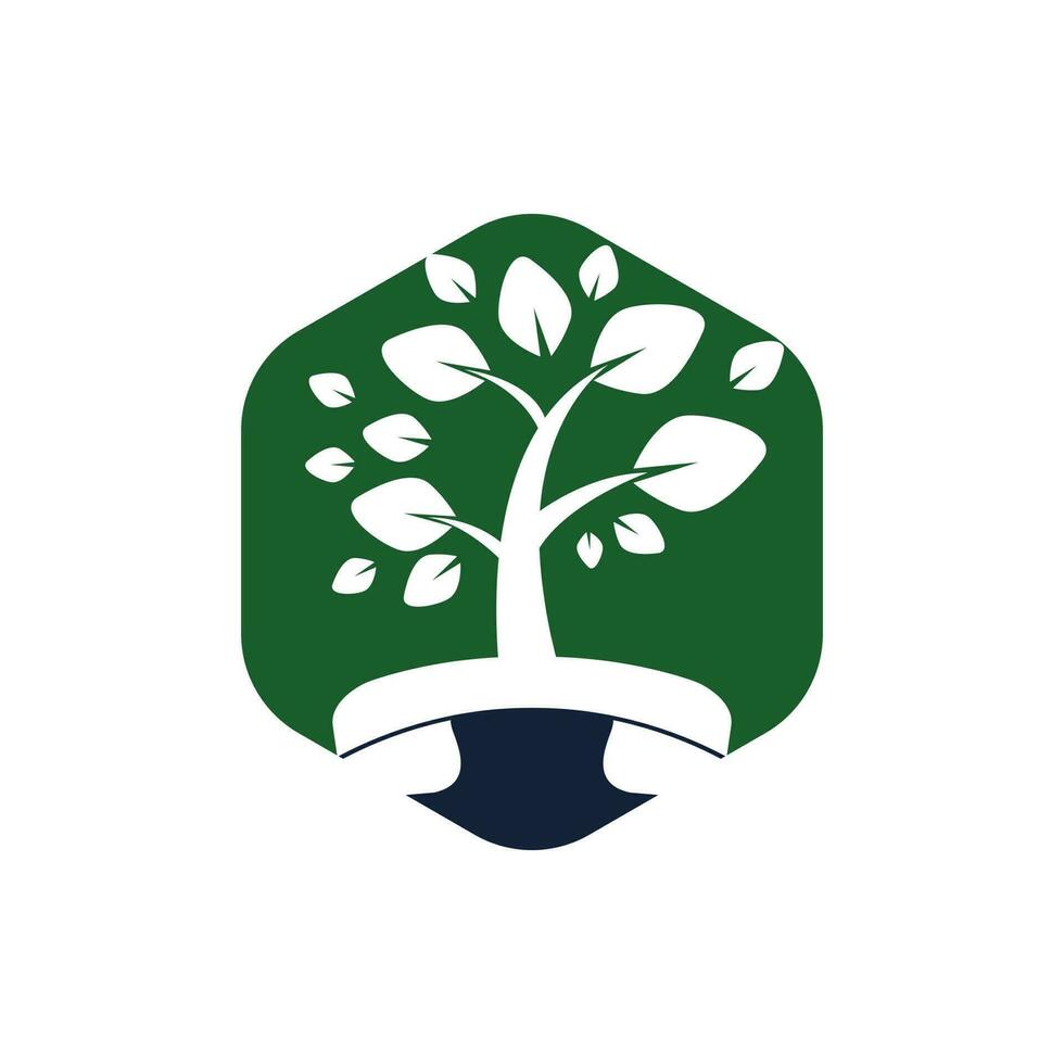 diseño de logotipo de vector de llamada de naturaleza. plantilla de diseño de icono de árbol de auricular.