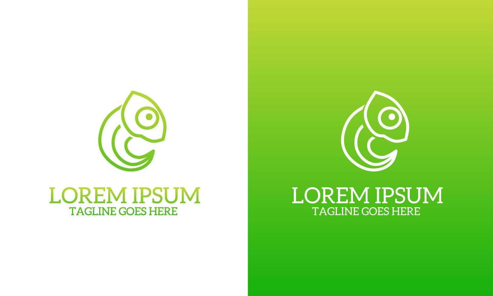 Template logo chameleon minimalist green color trendy vector