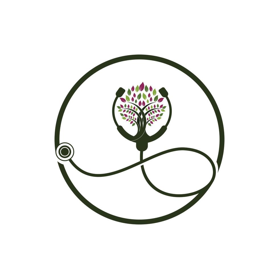 Health stethoscope vector logo design. Stethoscope with tree icon vector design.
