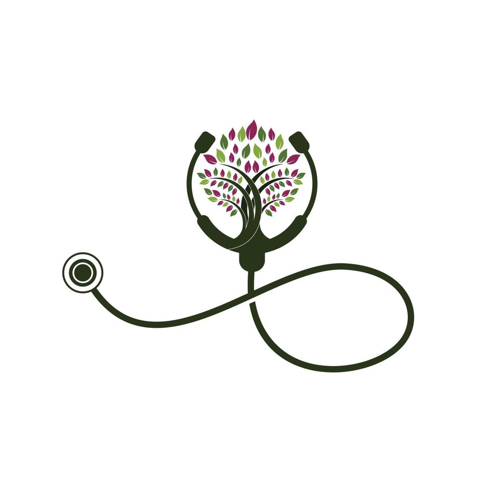 Health stethoscope vector logo design. Stethoscope with tree icon vector design.