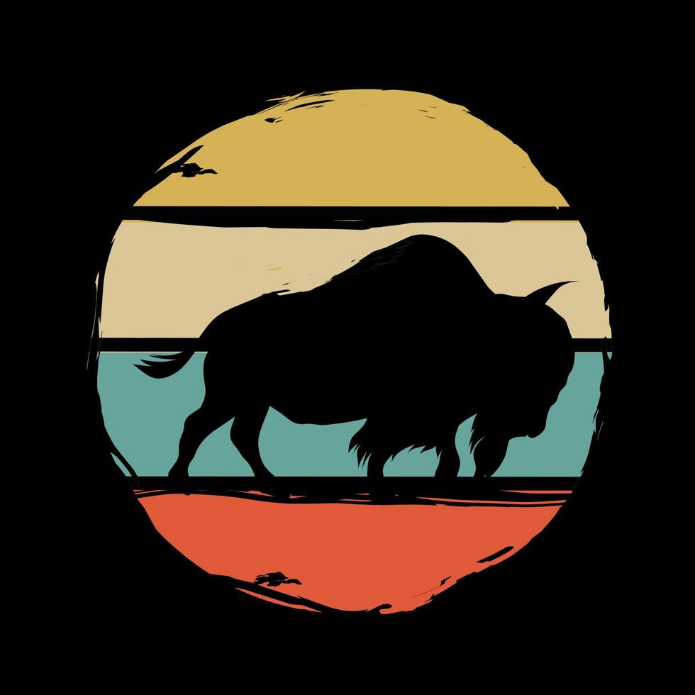 ilustración vector de bisonte a puesta de sol Perfecto para impresión, ropa, etc.