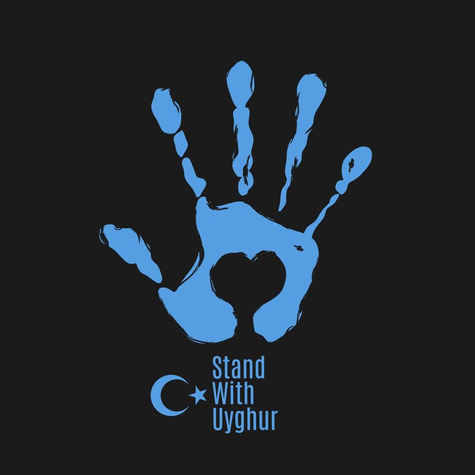 illustration vector of hand sign says standing with uyghur perfect for print,apparel,etc
