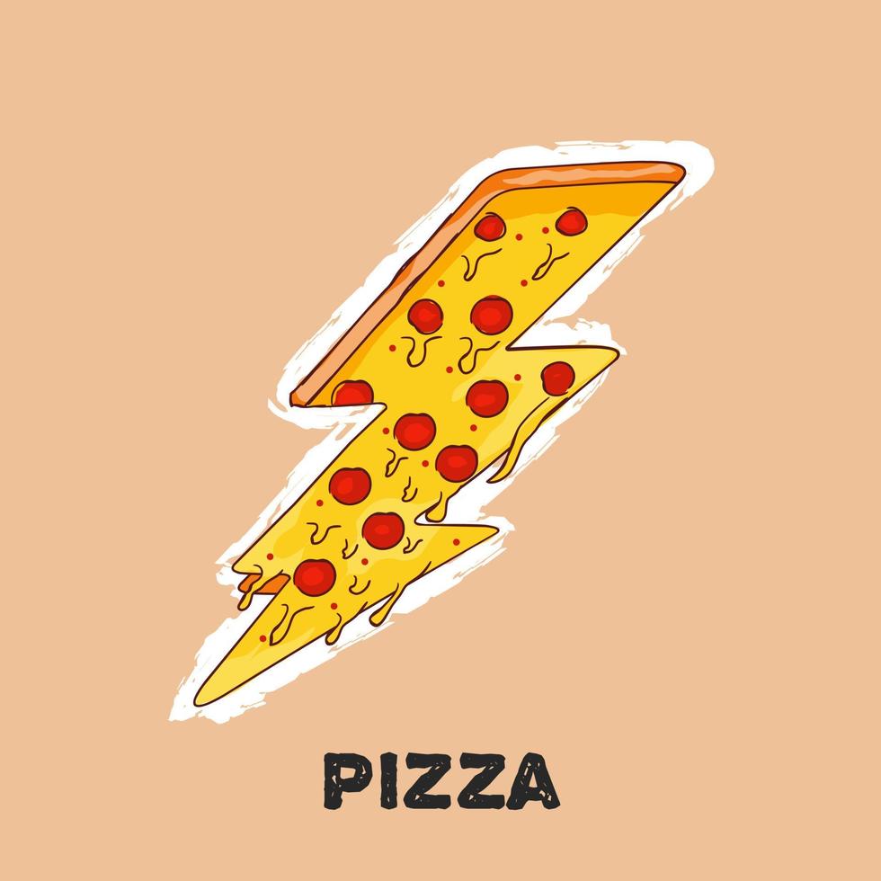 A sticker of a pizza with the word pizza on it vector