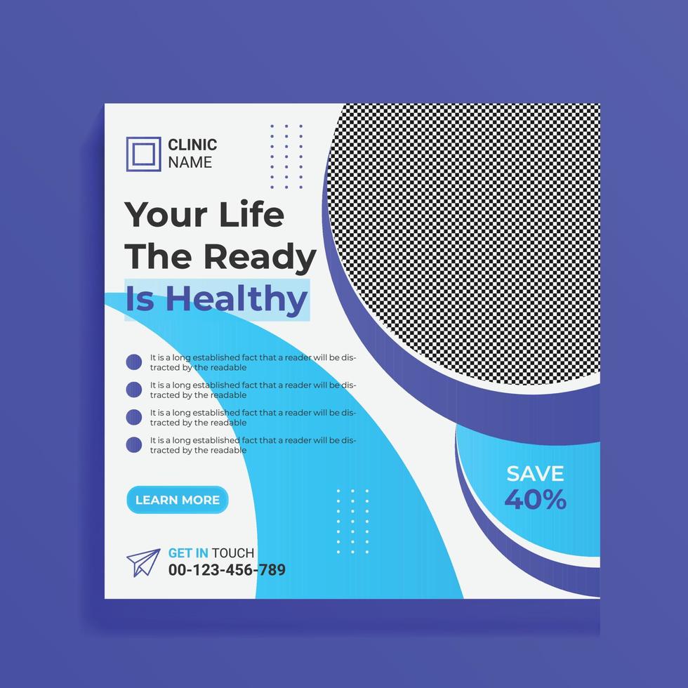 Modern Medical and Hospital Service Advertising Social Media Banner Design Template vector