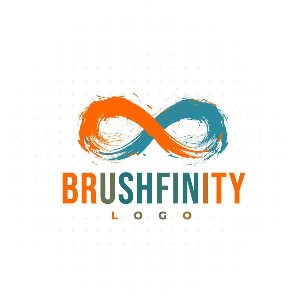 Orange and blue brush logo with an infinity symbol vector