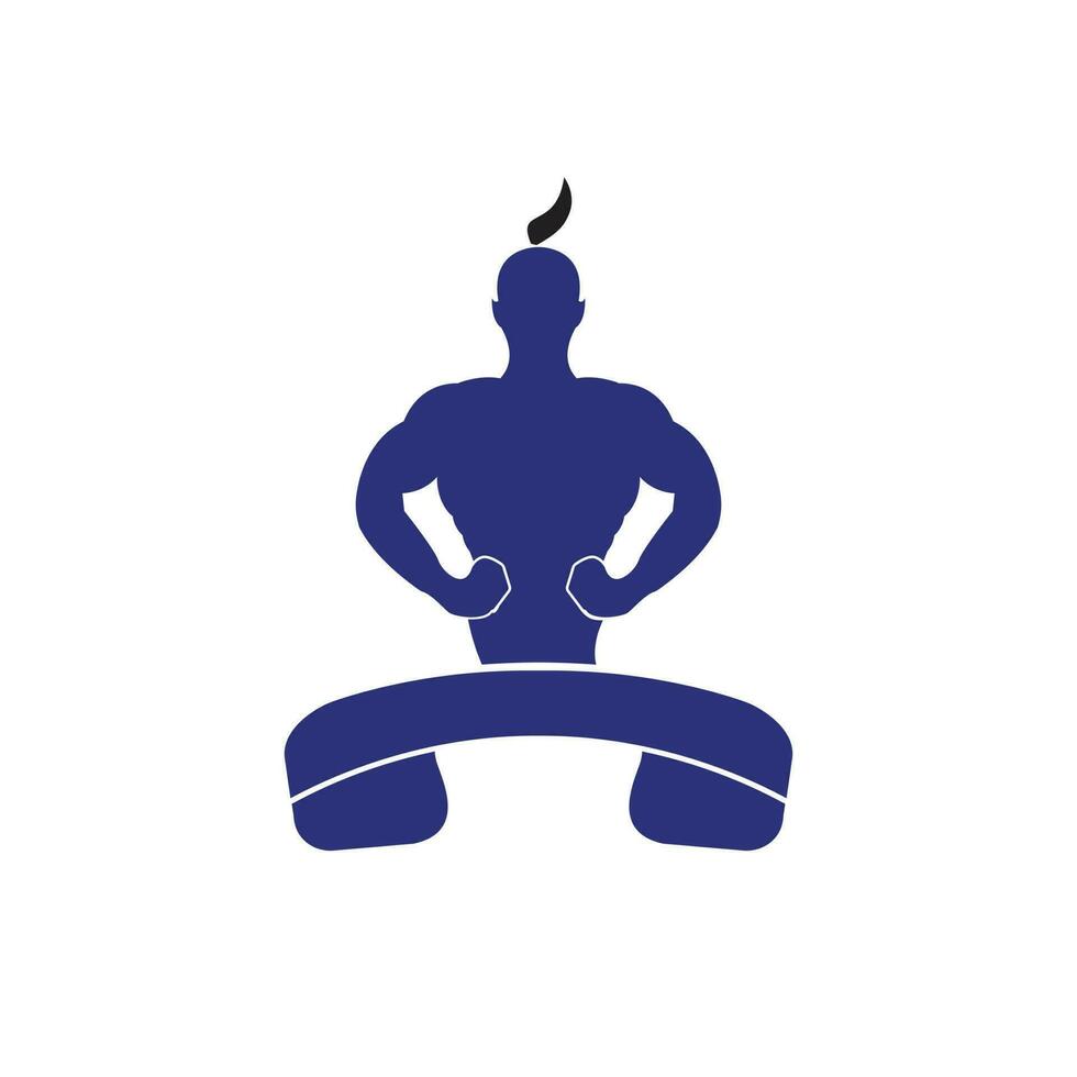 Genie with handset vector logo design.