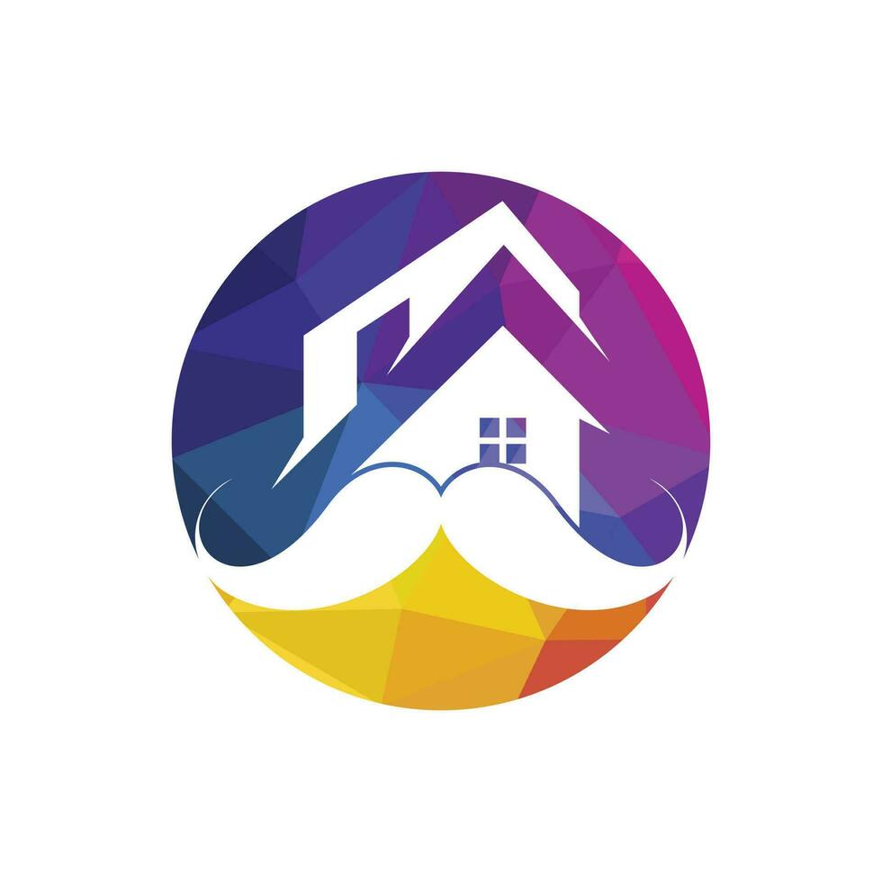 diseño de logotipo de vector de casa de bigote. concepto de diseño de logotipo de casa fuerte.