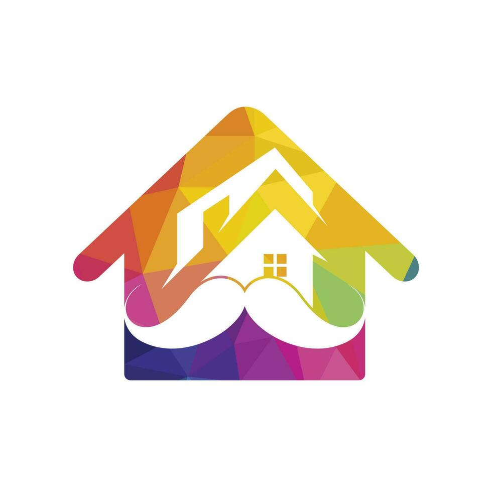 Mustache home vector logo design. Strong house logo design concept.
