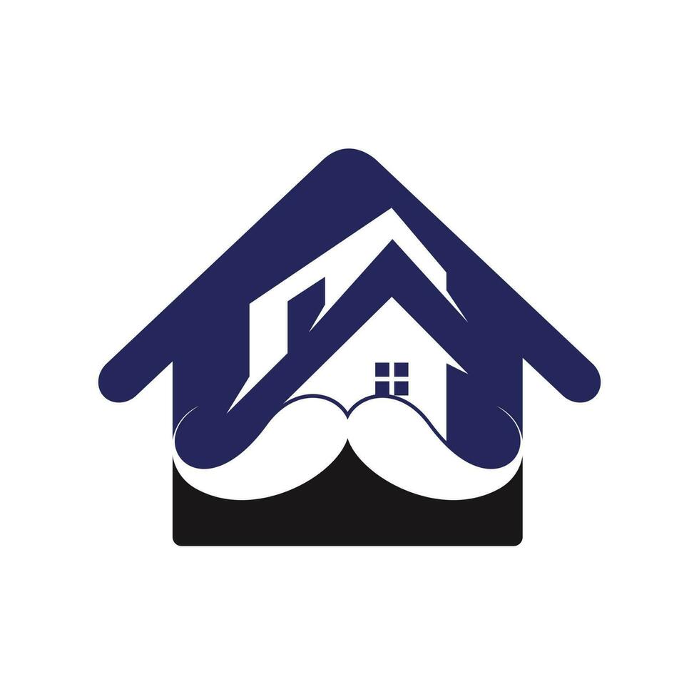 Mustache home vector logo design. Strong house logo design concept.