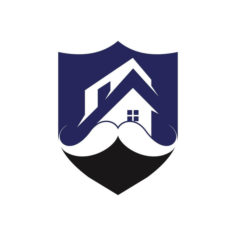 Mustache home vector logo design. Strong house logo design concept.
