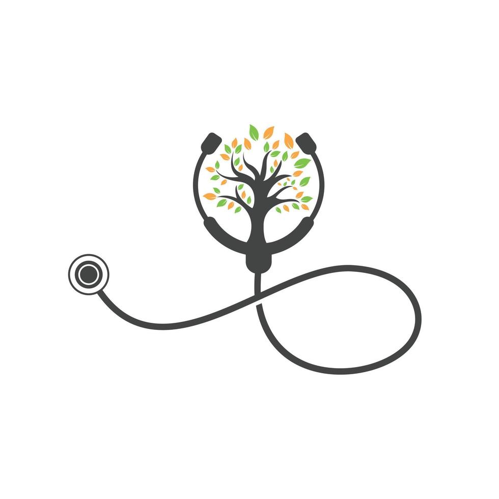 Health stethoscope vector logo design. Stethoscope with tree icon vector design.
