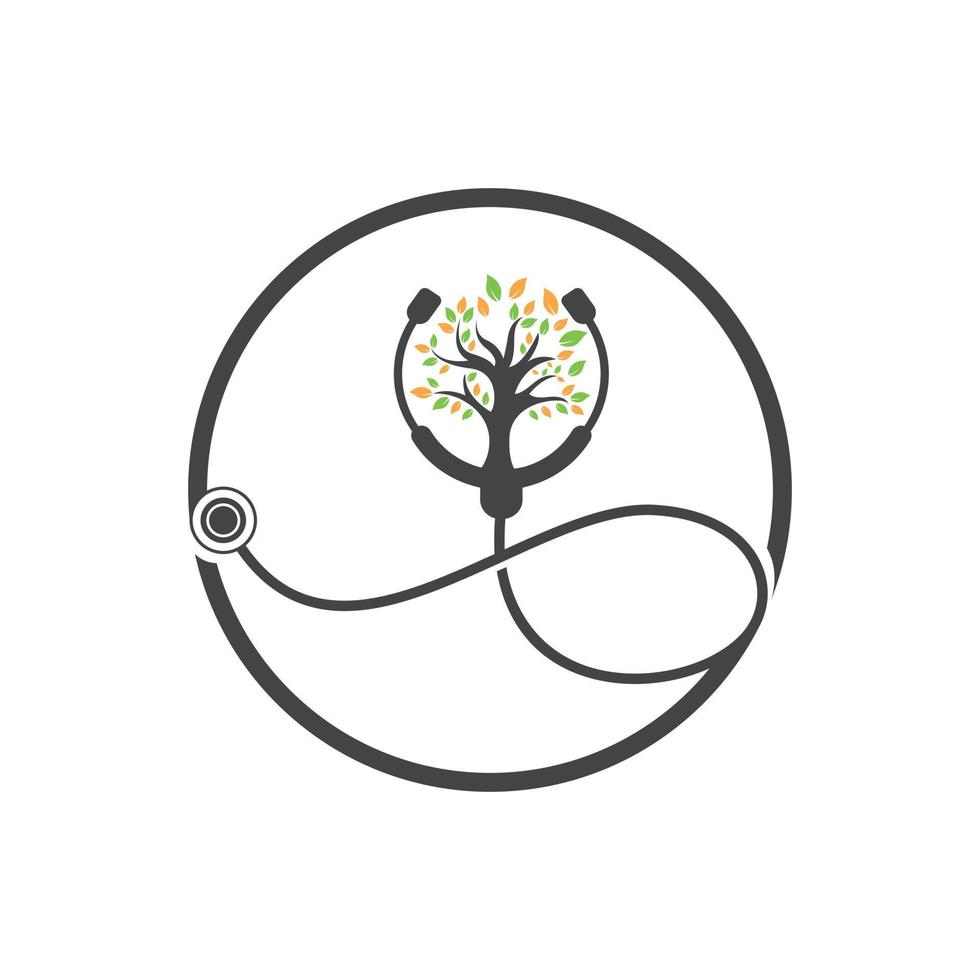 Health stethoscope vector logo design. Stethoscope with tree icon vector design.