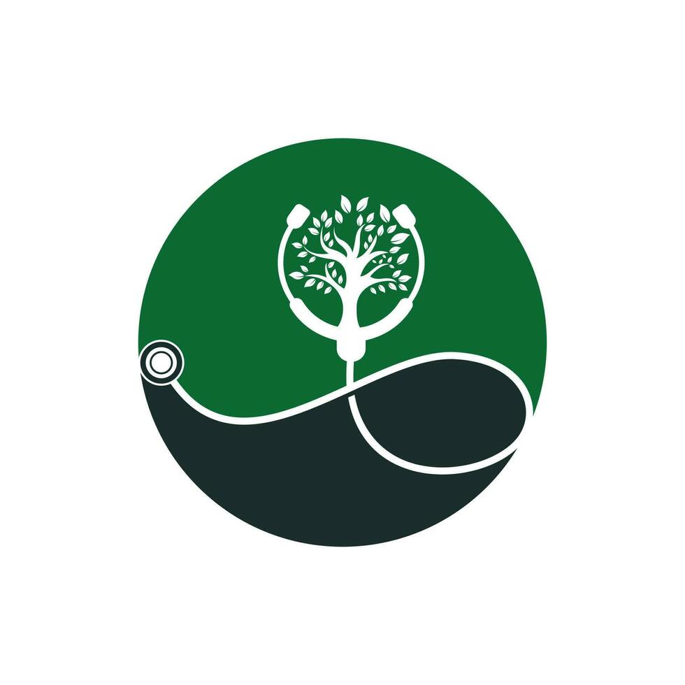 Health stethoscope vector logo design. Stethoscope with tree icon vector design.