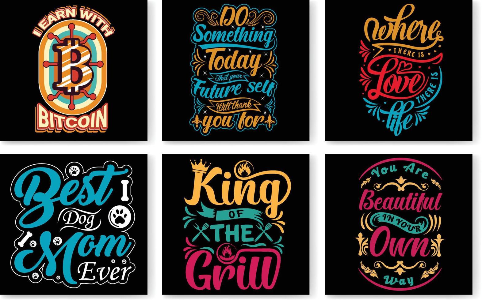 Typography t shirt design Bundle, Typography lettering design, Trendy quote t shirt design, Amazing new T shirt design vector