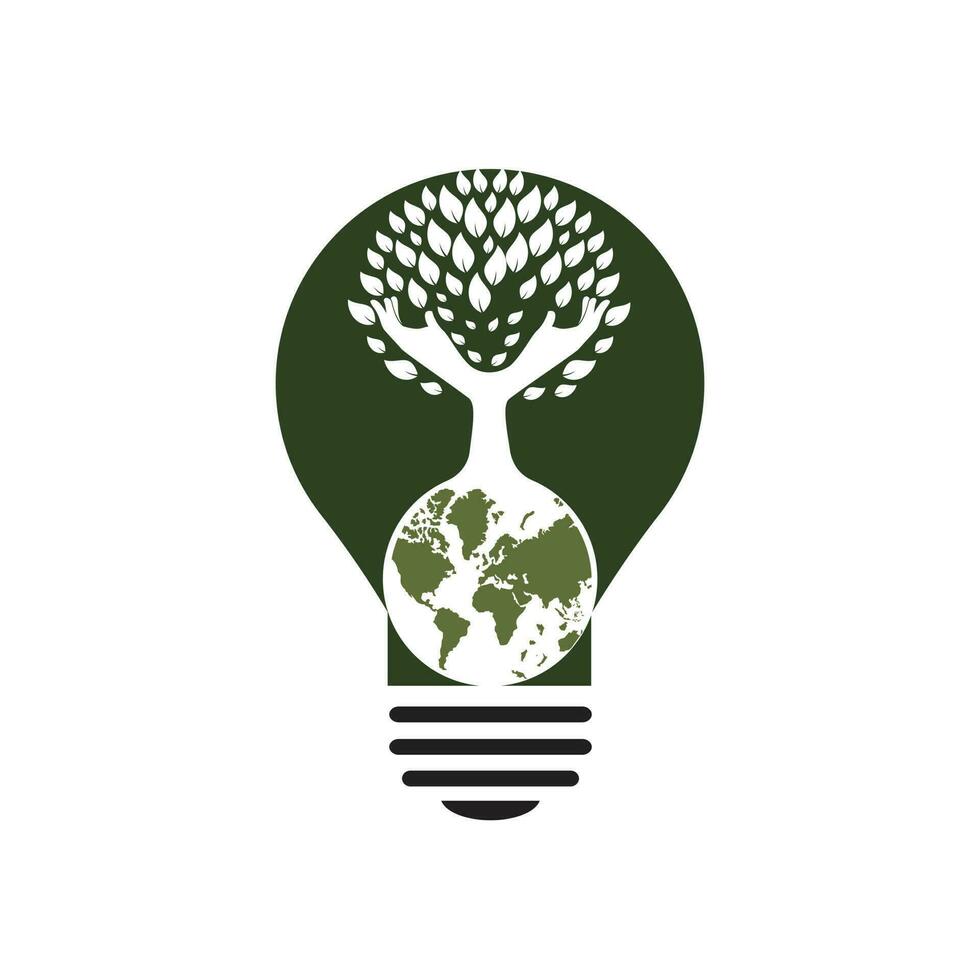 Globe and hand tree vector design. Nature and earth care concept.