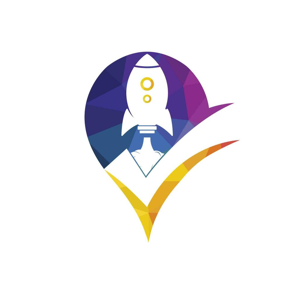 Rocket with check logo design template. vector
