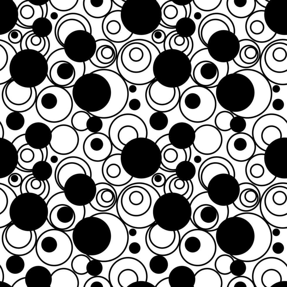 abstract black and white circle and dots seamless pattern  background. vector illustration