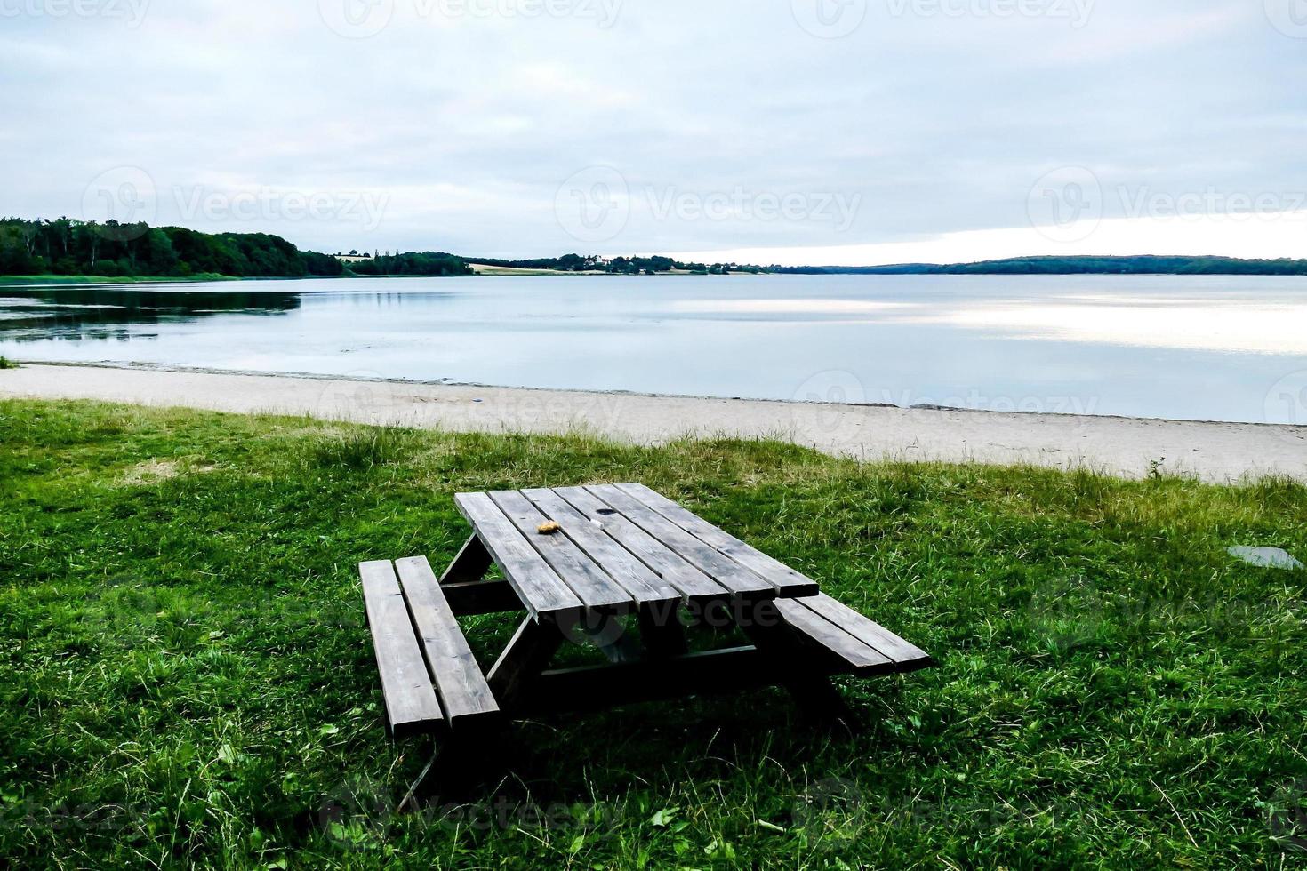 Picnic table on the coast photo