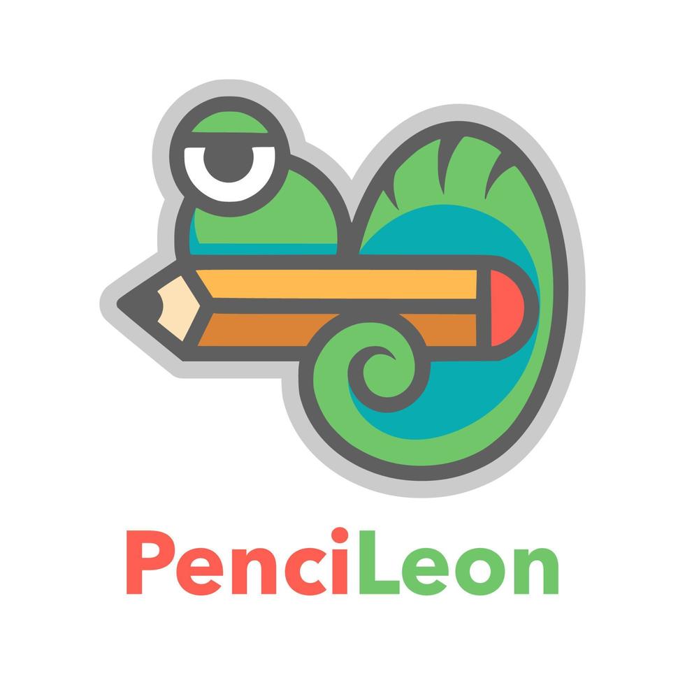 Chameleon pencil cartoon vector