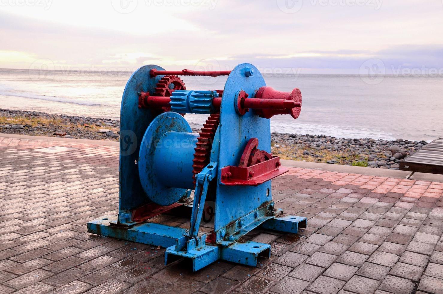 Blue metal winch photo