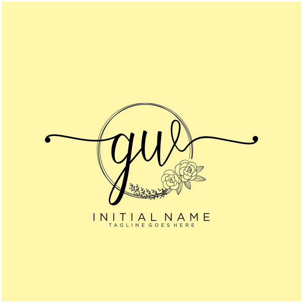 Initial GW feminine logo collections template. handwriting logo of initial signature, wedding, fashion, jewerly, boutique, floral and botanical with creative template for any company or business. vector