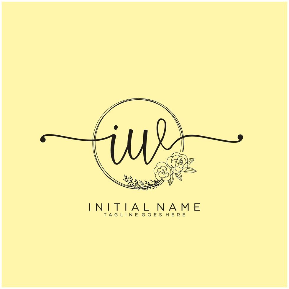 Initial IW feminine logo collections template. handwriting logo of initial signature, wedding, fashion, jewerly, boutique, floral and botanical with creative template for any company or business. vector