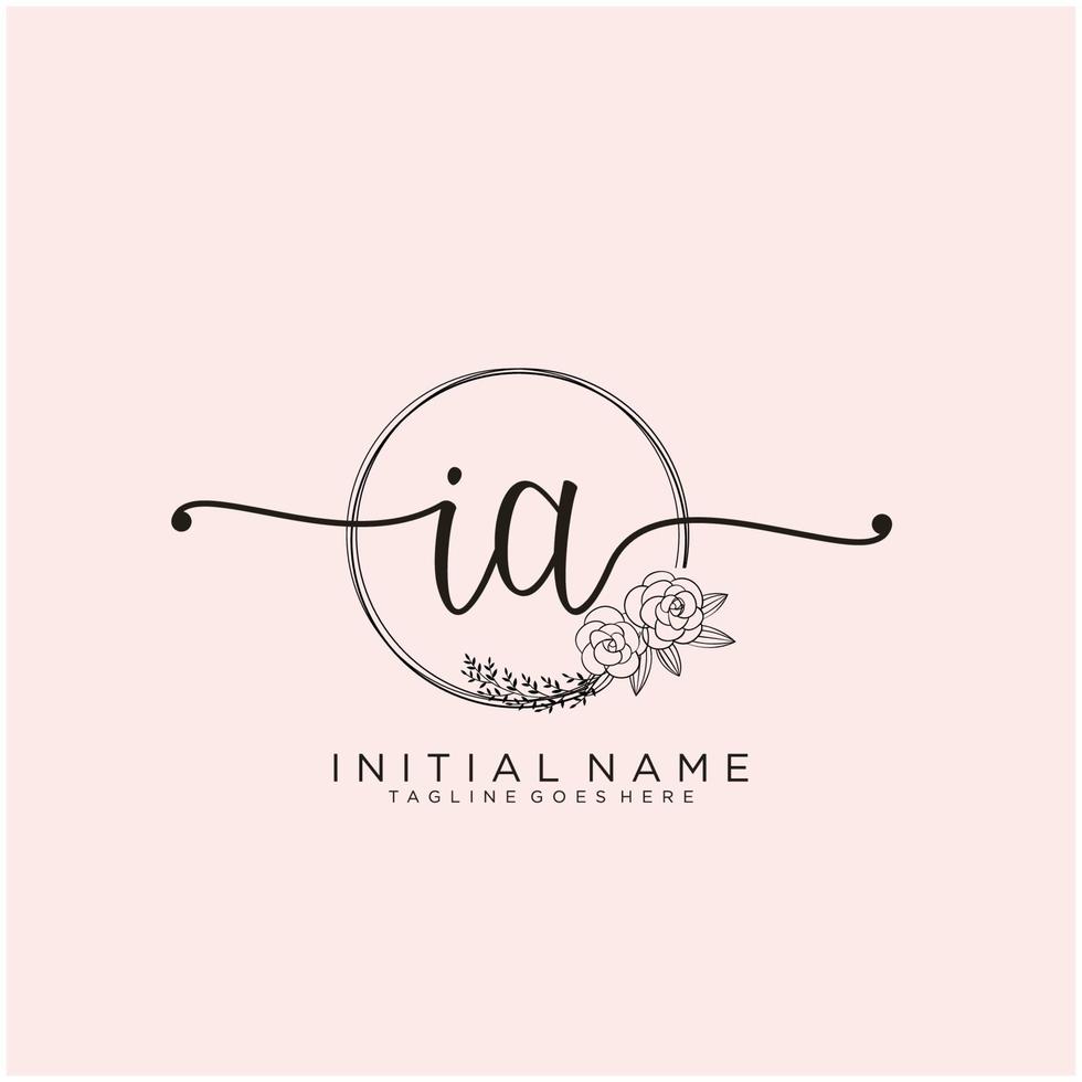 Initial IA feminine logo collections template. handwriting logo of initial signature, wedding, fashion, jewerly, boutique, floral and botanical with creative template for any company or business. vector