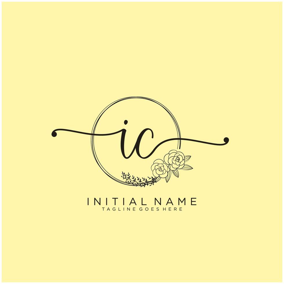 Initial IC feminine logo collections template. handwriting logo of initial signature, wedding, fashion, jewerly, boutique, floral and botanical with creative template for any company or business. vector