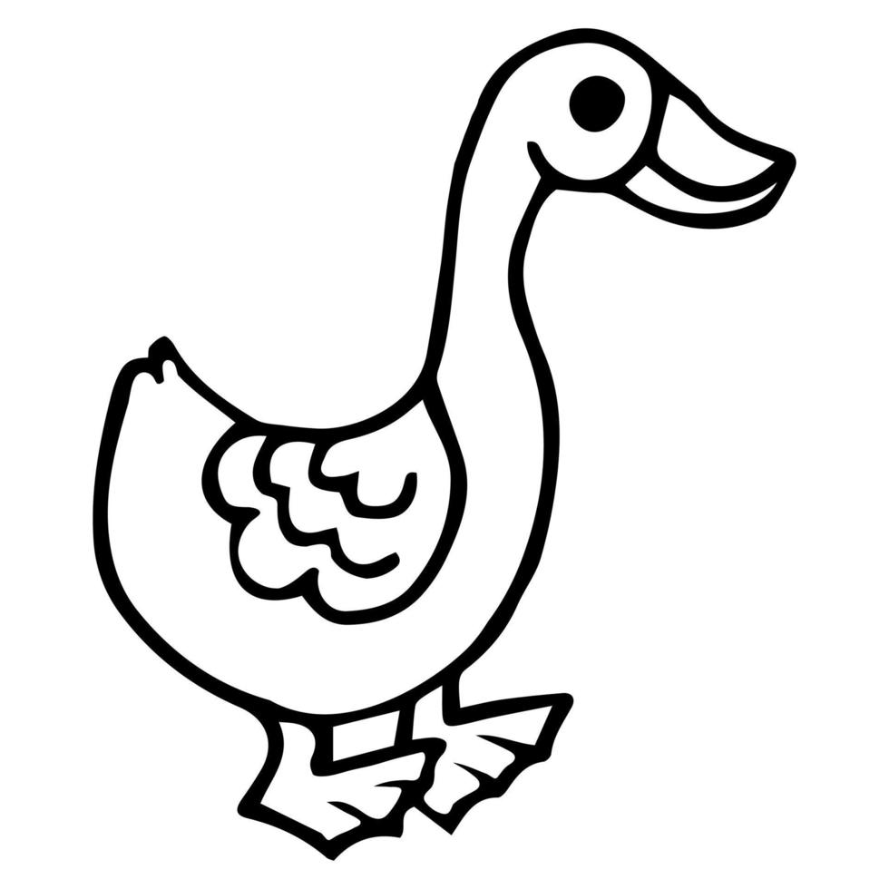 Goose Coloring Page Isolated for Kids vector