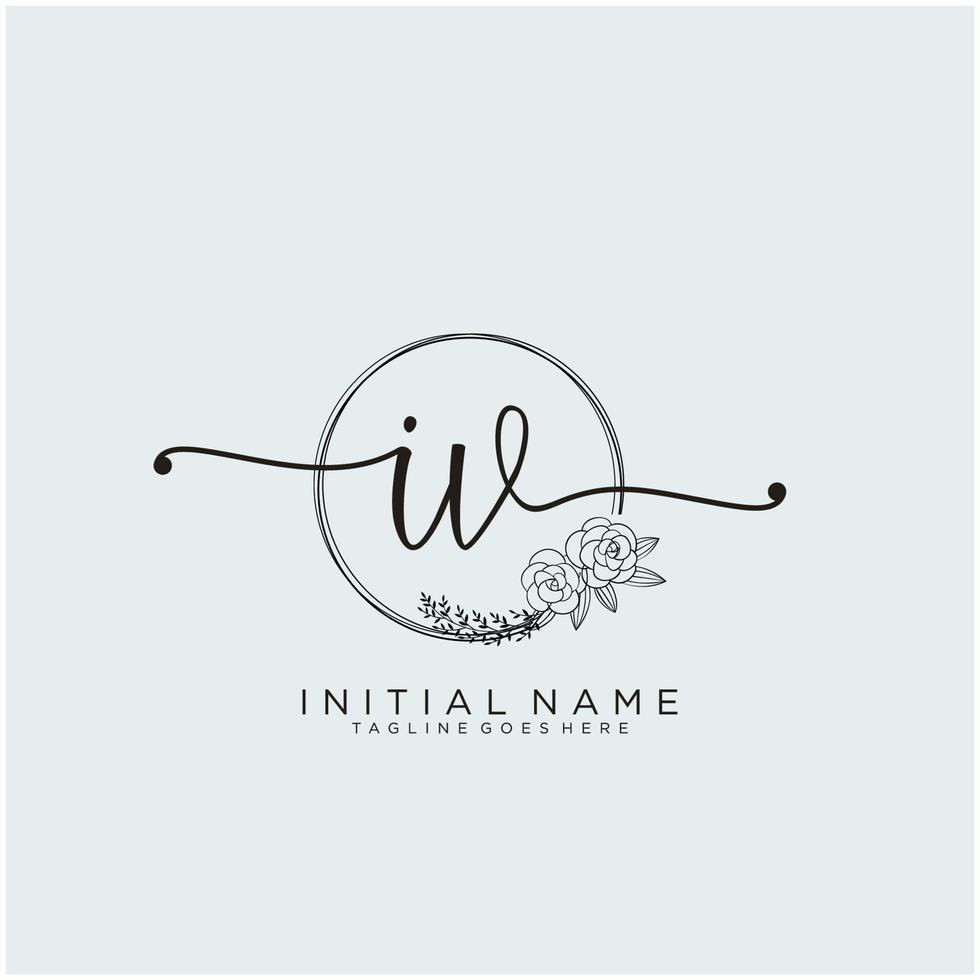 Initial IV feminine logo collections template. handwriting logo of initial signature, wedding, fashion, jewerly, boutique, floral and botanical with creative template for any company or business. vector