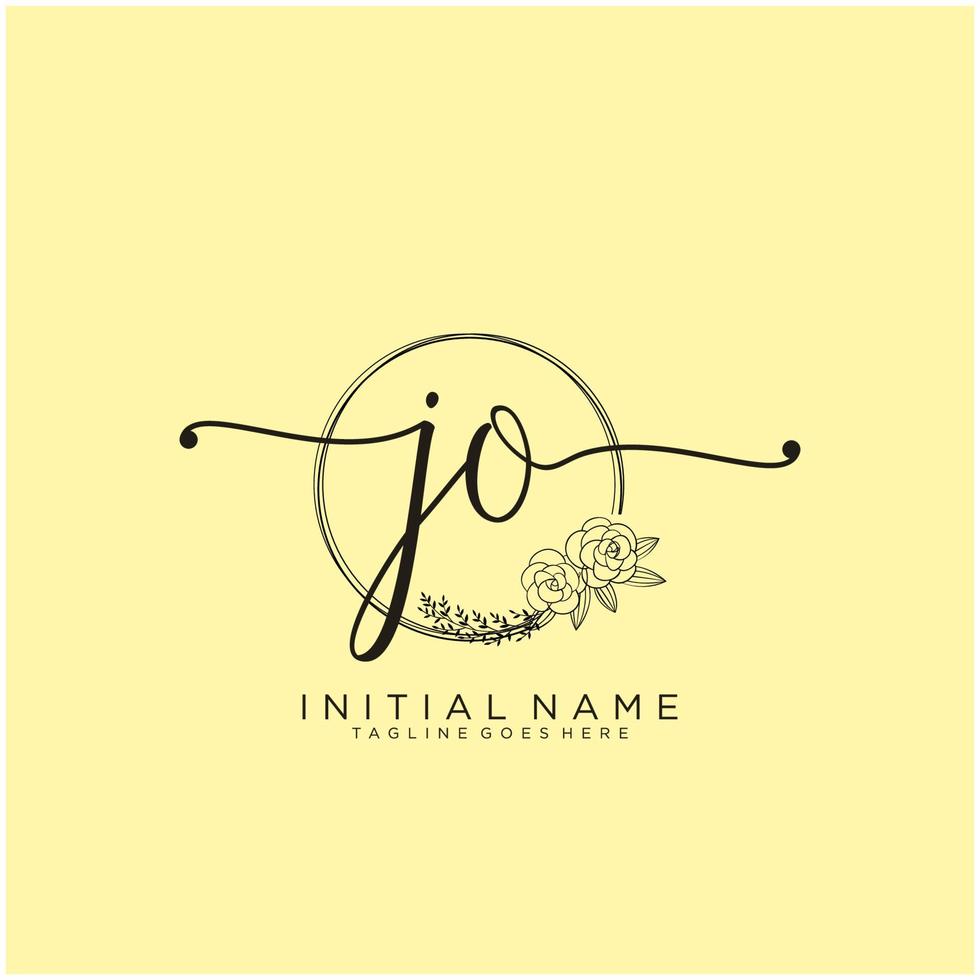 Initial JO feminine logo collections template. handwriting logo of initial signature, wedding, fashion, jewerly, boutique, floral and botanical with creative template for any company or business. vector