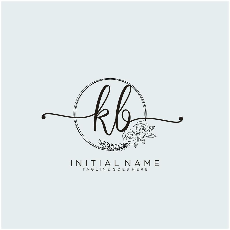Initial KB feminine logo collections template. handwriting logo of initial signature, wedding, fashion, jewerly, boutique, floral and botanical with creative template for any company or business. vector