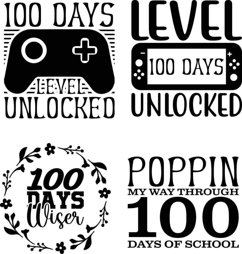 100 days Typography Vector T-Shirt Design