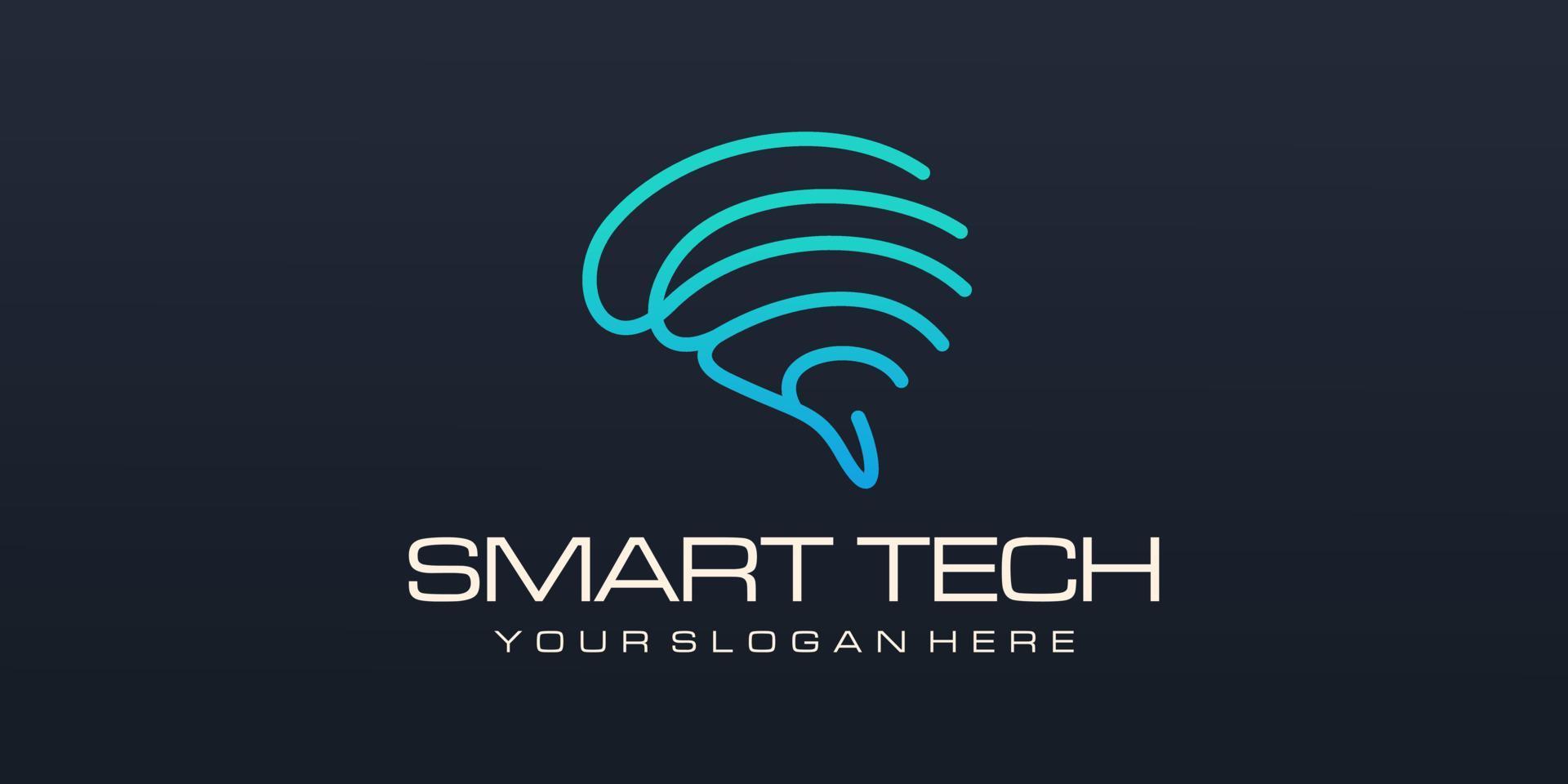 Brain tech logo design. Artificial intelligence and technology logo Vector design